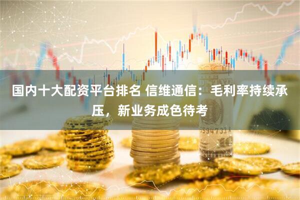 国内十大配资平台排名 信维通信：毛利率持续承压，新业务成色待考