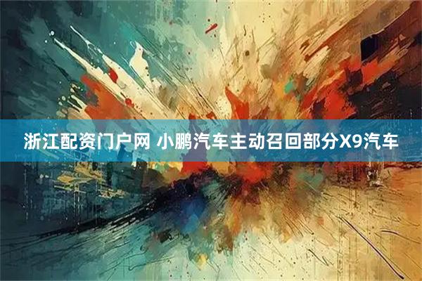 浙江配资门户网 小鹏汽车主动召回部分X9汽车